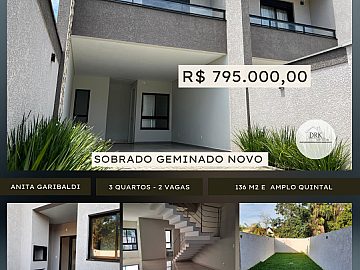 Sobrado Geminado - 136 m2 - Anita Garibaldi